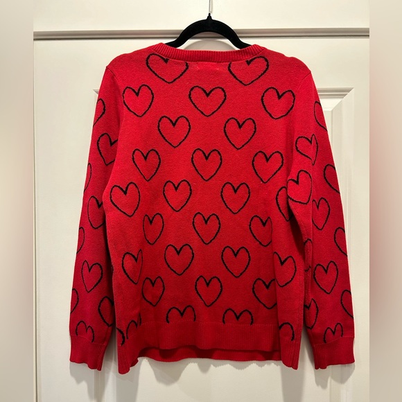 Maison Jules Heart Knit Sweater Sz L - Picture 5 of 6